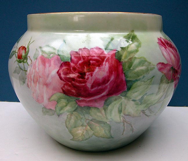 Limoges French Jardiniere Hand Painted   circa 1910  