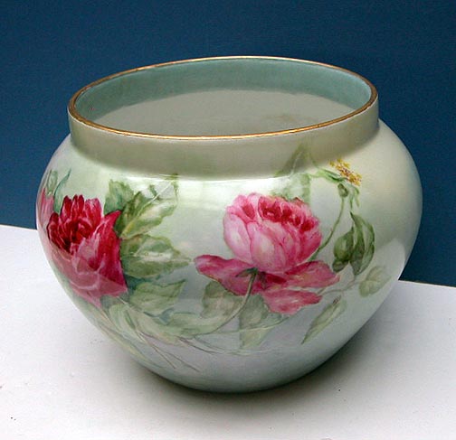 Limoges French Jardiniere Hand Painted   circa 1910  