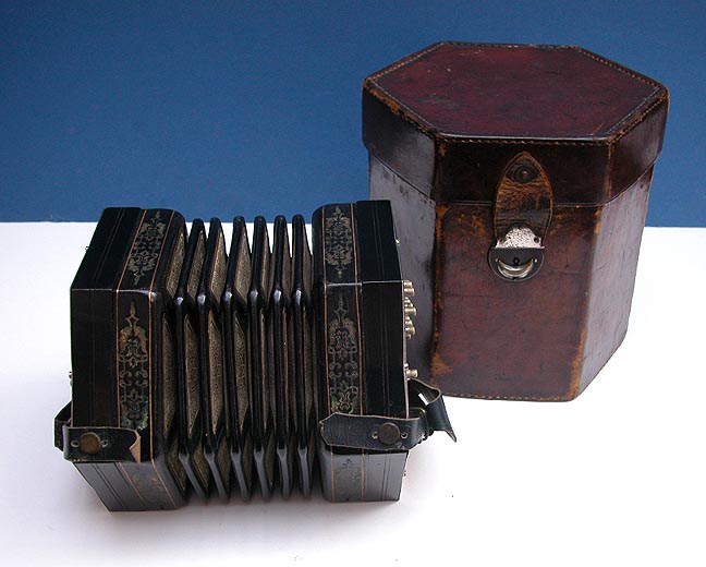 RARE Vintage w Jeffries English Concertina with Original Leather Case