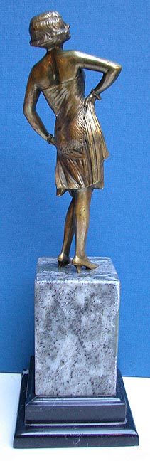 Austrian Bronze Statue of Woman by Bruno Zach c. 1930s w/ Marble base 