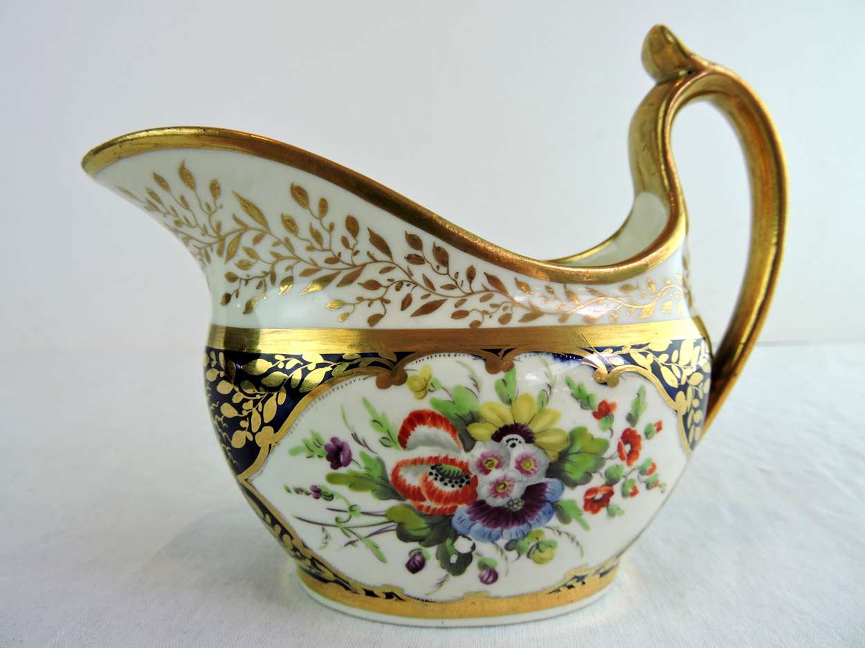 Early 19th Century English Creamer With Hand Painted Florals