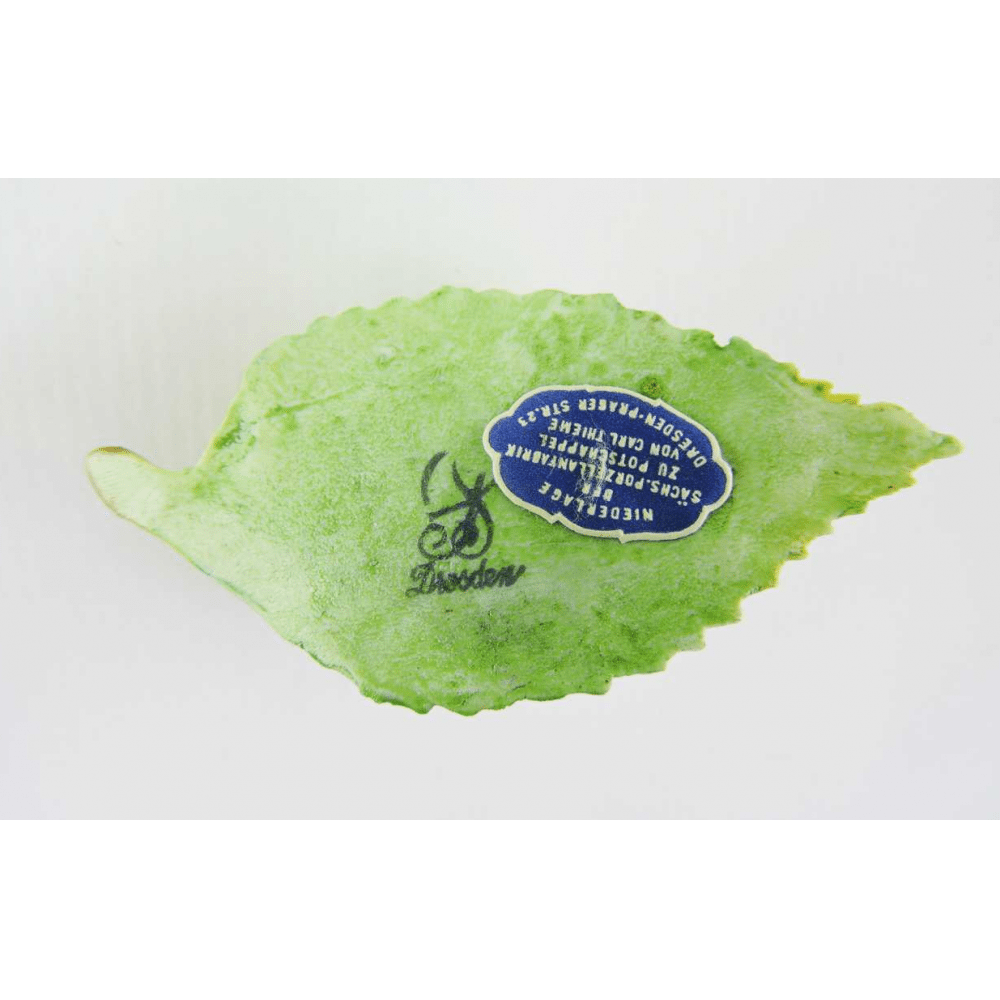 Set of 8 Dresden Porcelain Place Card Holders With Leaf And Flower