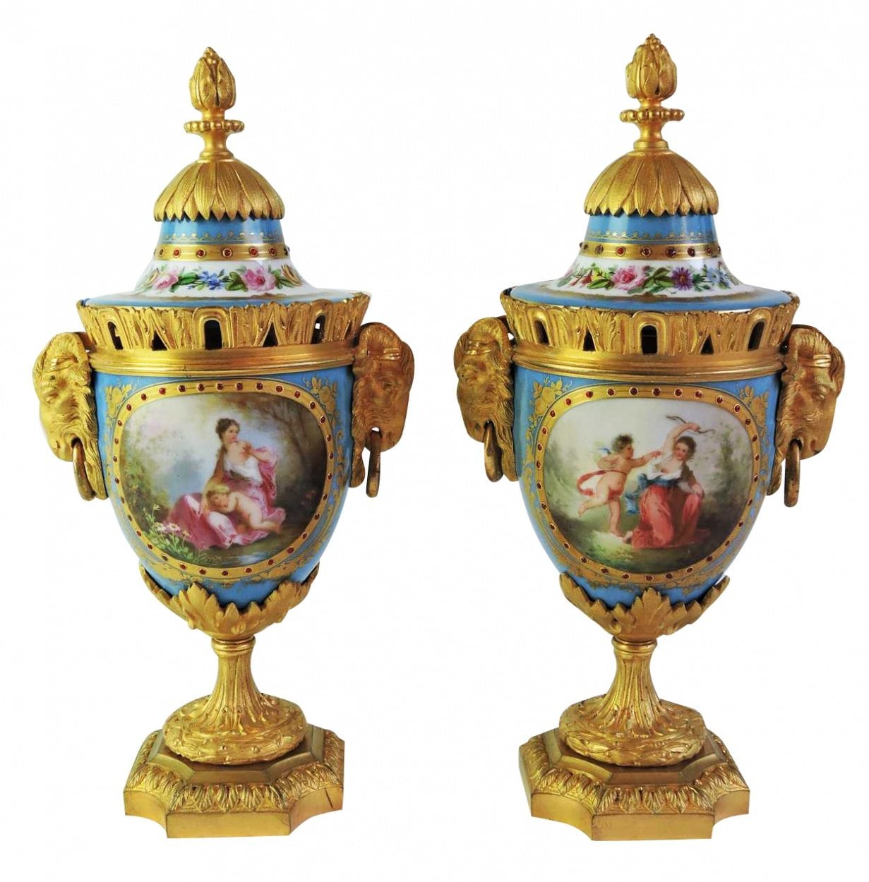 Pair of Beautiful Quality French Sevres Covered Porcelain and Gilt ...