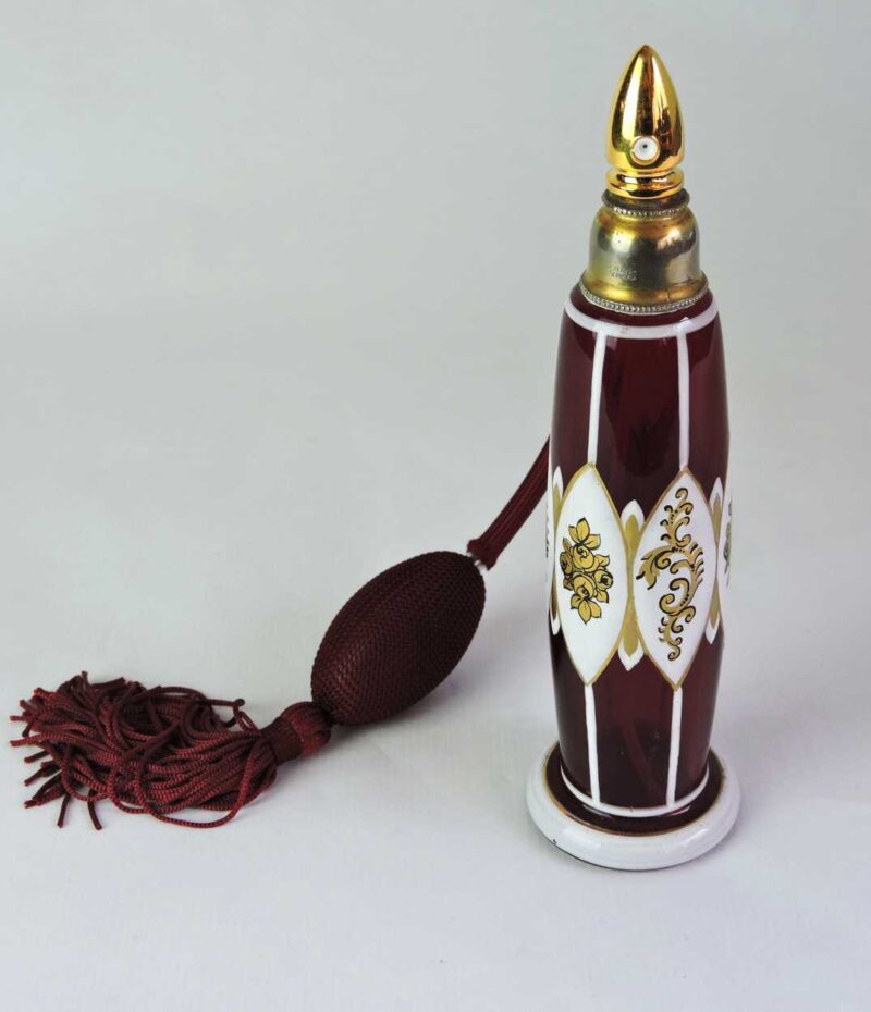 Bohemian Czecho-Slovakia Glass Perfume Bottle With Hand-Painted ...