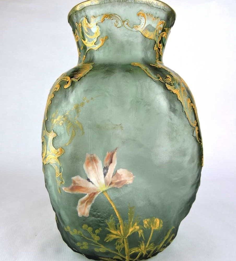 French 'Mont Joye' (early Legras) Cameo Art Glass Vase with Gilding ...
