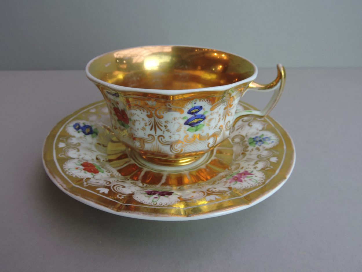 Germany floral Antique 1840-1895 KPM Cup and Saucer