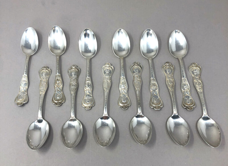 Vintage World War I Military Leaders Spoons - Set of 12