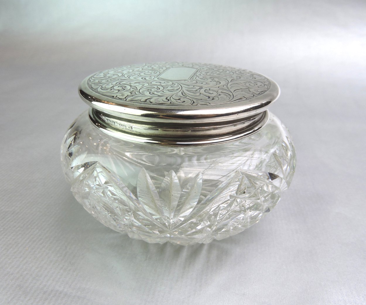 Birks Sterling Top And Crystal Dresser Box Circa 1920