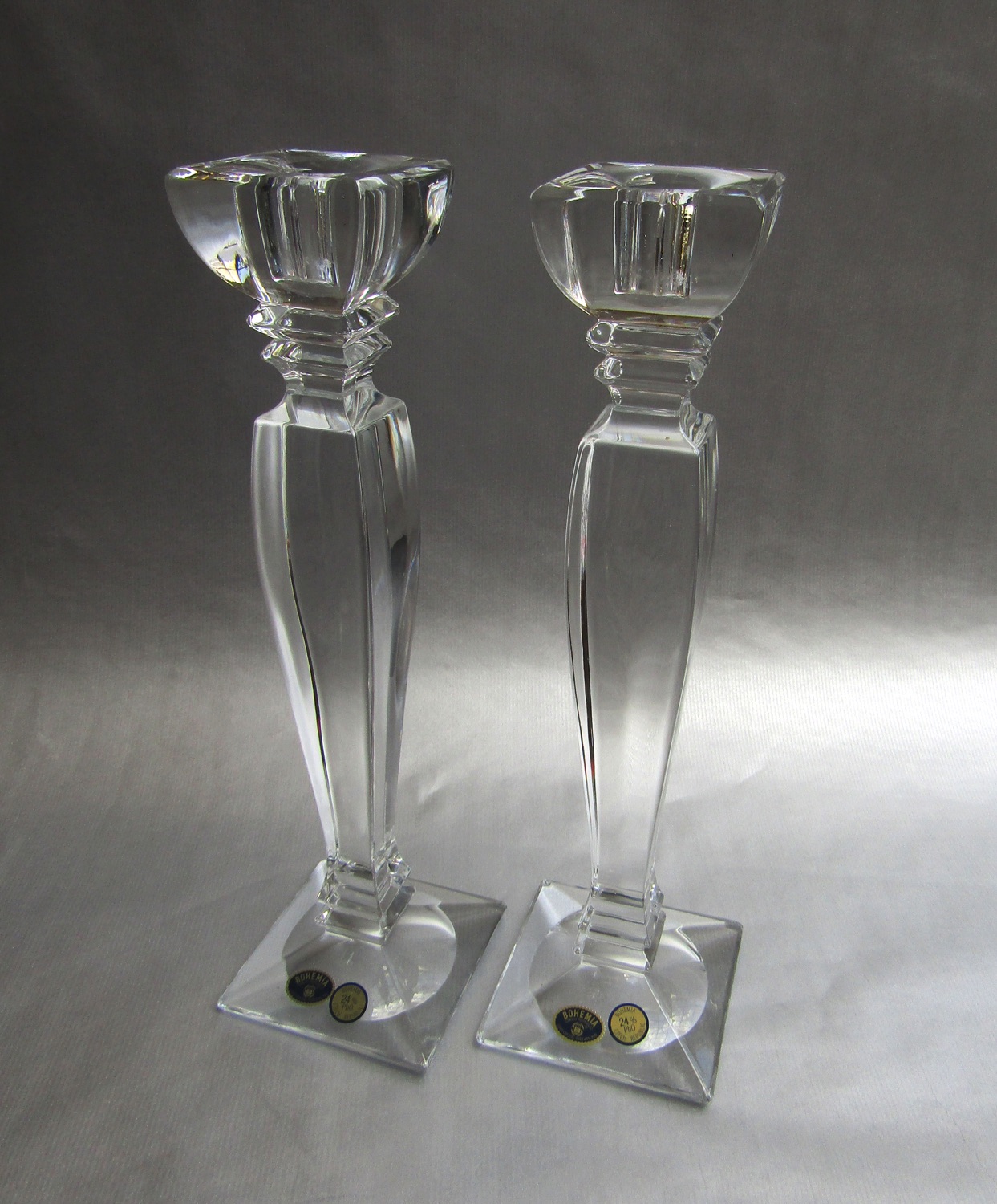 Pair of 12 Inch Tall Bohemia Czech Republic 24% Lead Crystal ...