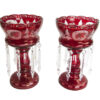 pair of victorian lustres gerondles with hanging prisms