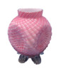 quilted pink cased glass vase antique