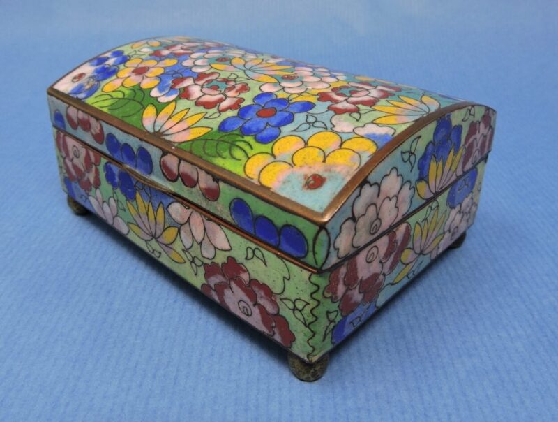 Chinese Cloisonné Enamel Hinged Box with Dome Lid