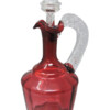 cranberry glass jug with clear handle and clear stopper