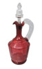 cranberry glass jug with clear handle and clear stopper