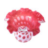 ruffled rim cranberry and white thumbprint vase