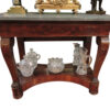 Empire style mahogany console table with carved lion feet, drawer and marble top
