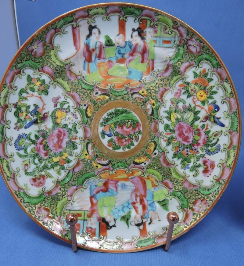 Hand-Painted Chinese Porcelain Pair of 8 Inch Plates - 