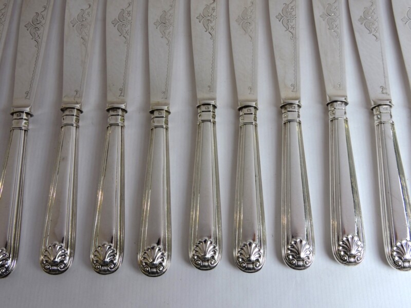 English sterling knives fiddle thread and shell