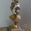 Geisha silvered bronze head on 3 piece clock garniture set c.1890
