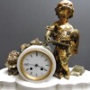 Miroy Frères gilt bronze & marble Putti clock