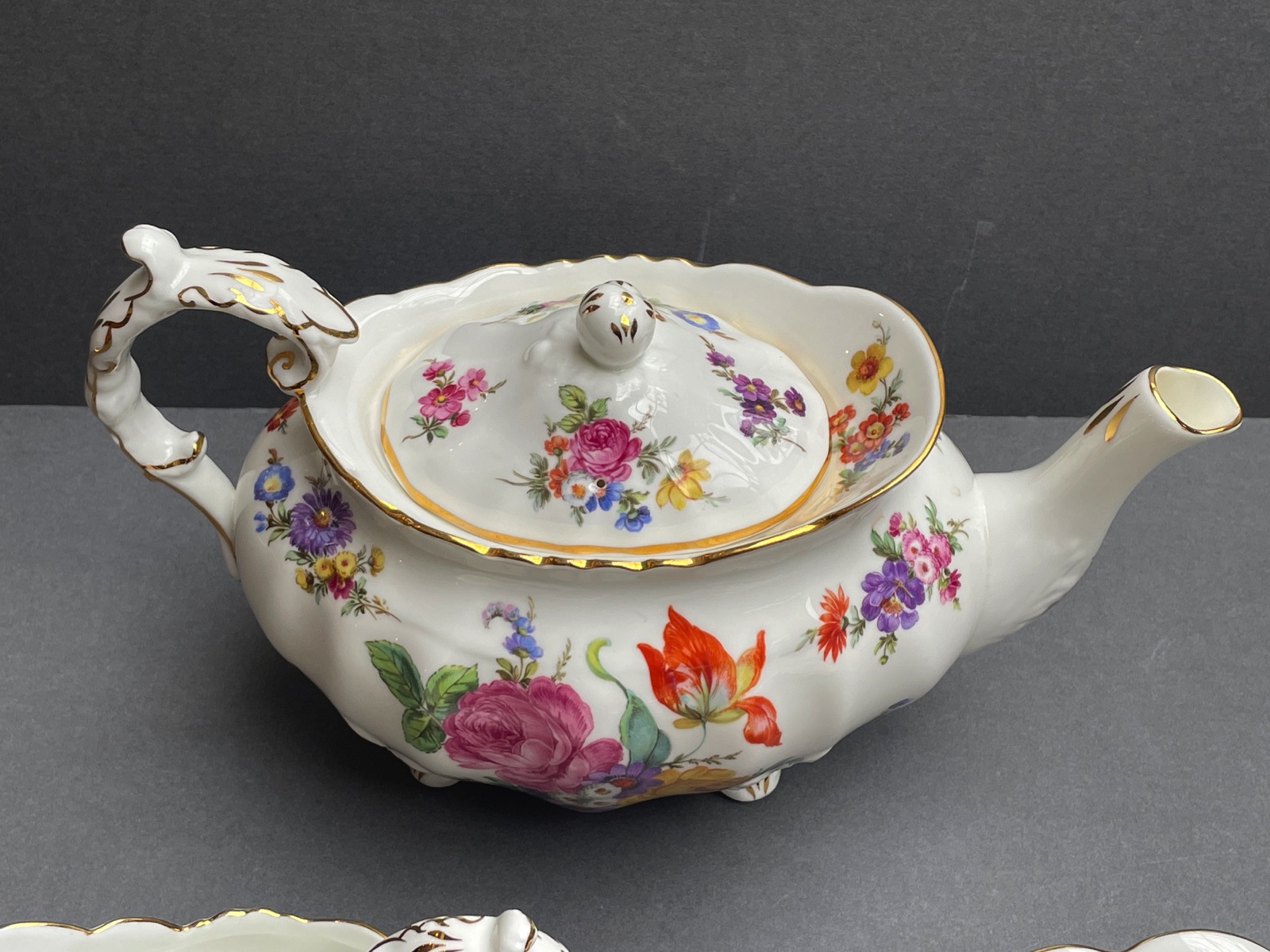 Hammersley Floral Pattern Large Teapot, Cream & Sugar - Pattern 4772