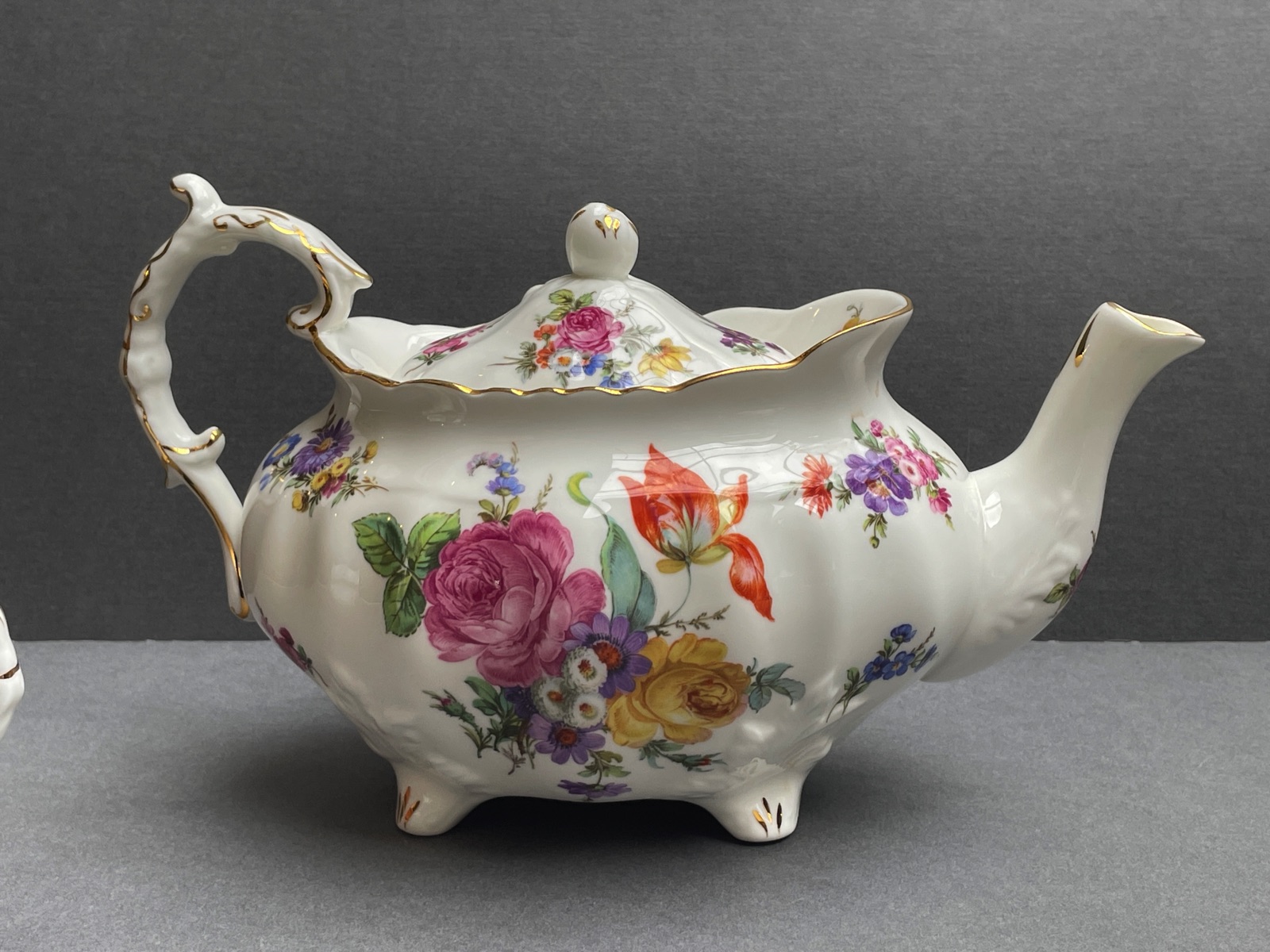 Hammersley Floral Pattern Large Teapot, Cream & Sugar - Pattern 4772 -