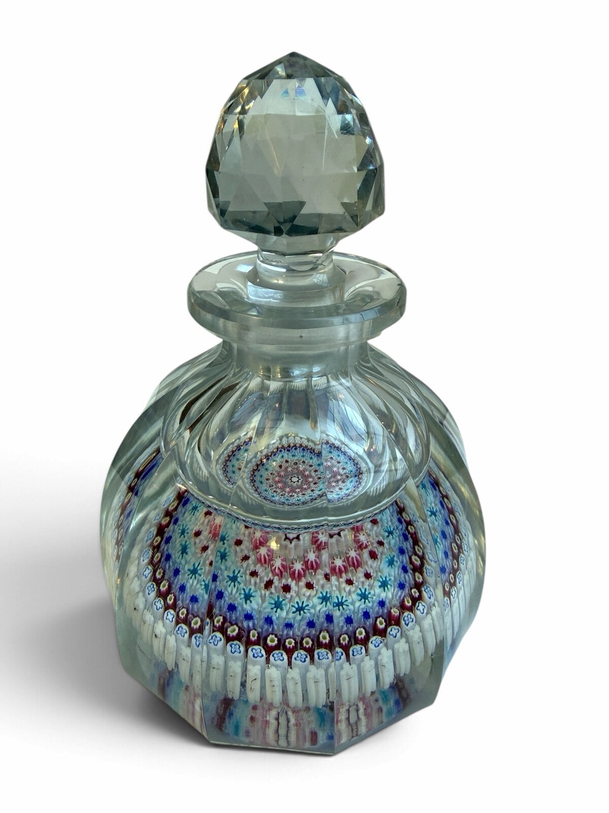 Fine English Millefiori Paperweight Glass Perfume Bottle, 20th Century