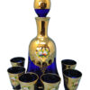 Italian cobalt blue gold glass liqueur set