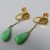 chinese jade and 14 karat gold earrings