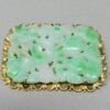chinese jade and 14 karat gold pendant / brooch