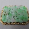 chinese jade and 14 karat gold pendant / brooch