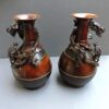 meiji period bronze japanese dragon vases - Masayoshi