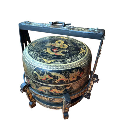 Meiji period japanese wedding dowry box - 3 box layers - gold dragon decoration circa 1890