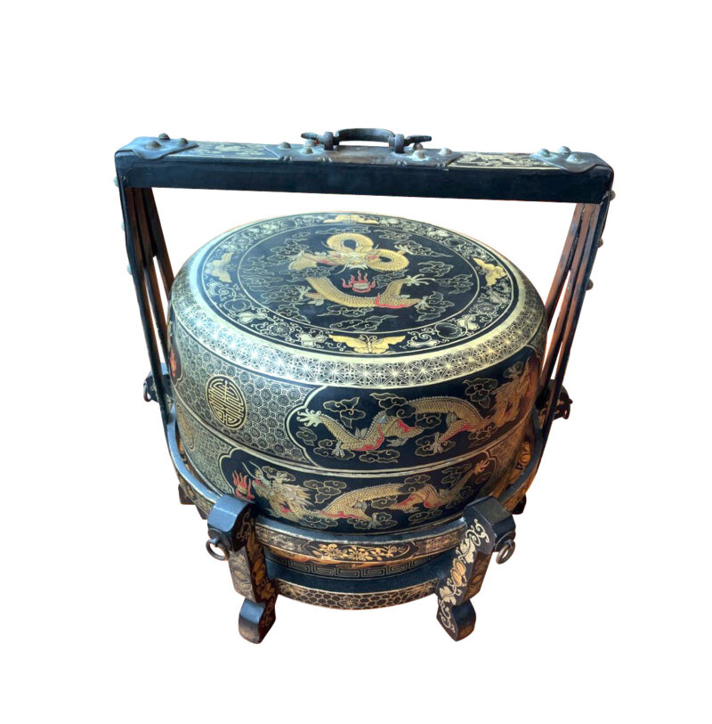 Meiji period japanese wedding box -gold dragon decoration circa 1890
