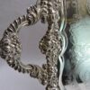 close up of silver plated large two handled tray