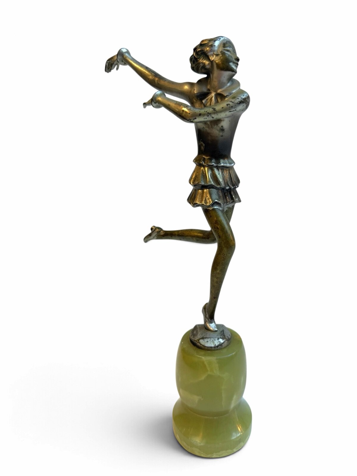Josef Lorenzl Art Deco Silvered Dancer Figure on Onyx Base, circa 1925–1930