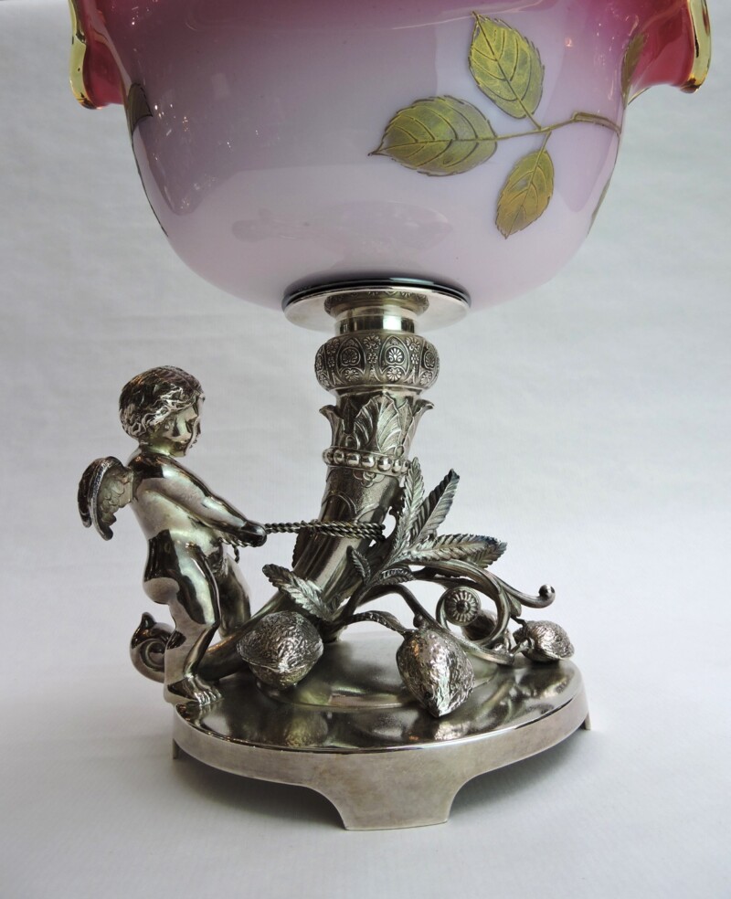 a cherub silver plated centrepiece