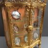 Rare miniature French rococo gilt metal cabinet