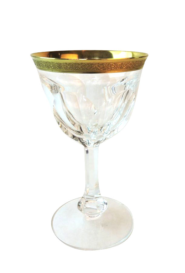 Signed Moser Crystal - Wine Goblet - Lady Hamilton Pattern - 7 inch -