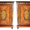 pair of english burled walnut pier cabinets with marquetry and bronze mounts