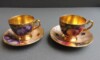 pair of Fruit painted demi tasse cups and saucers by Richard Budd - Worcester