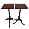 Pair of Georgian style three pedestal wine tables