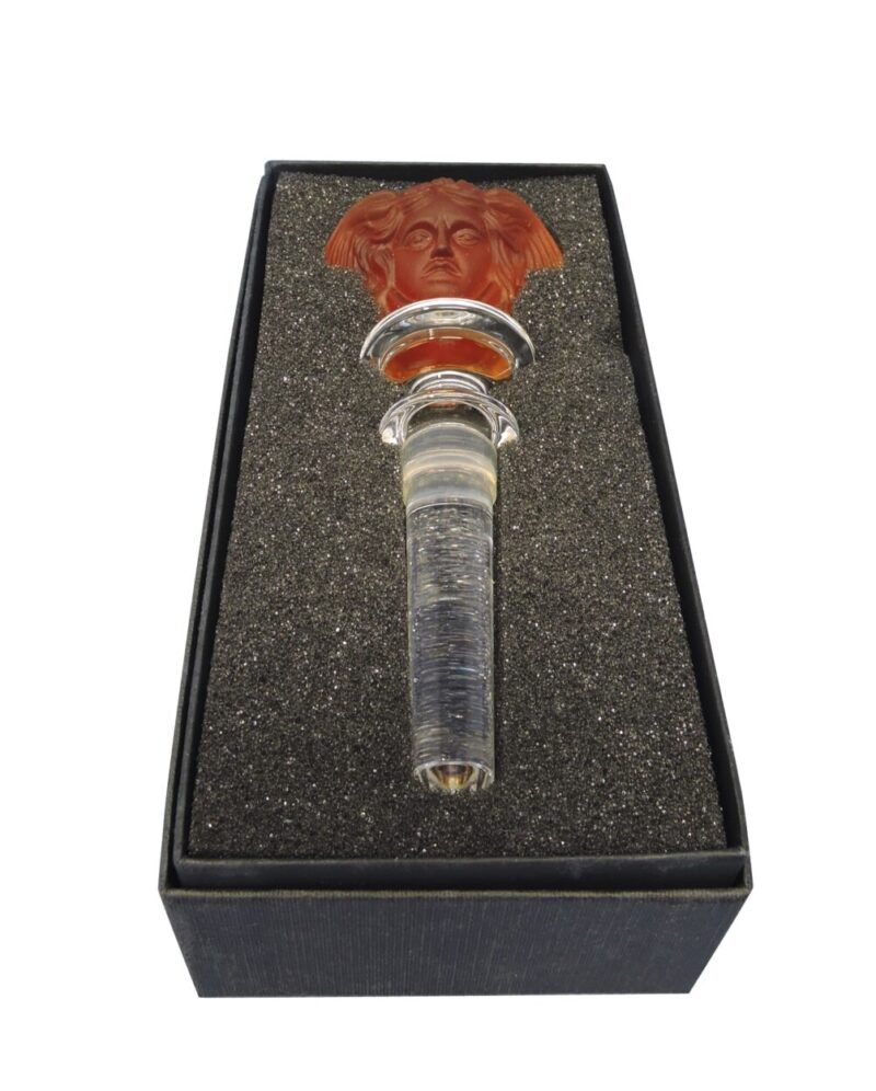 Rosenthal Versace Frosted and Clear Amber Medusa Heads Bottle Stopper in  Original Box -