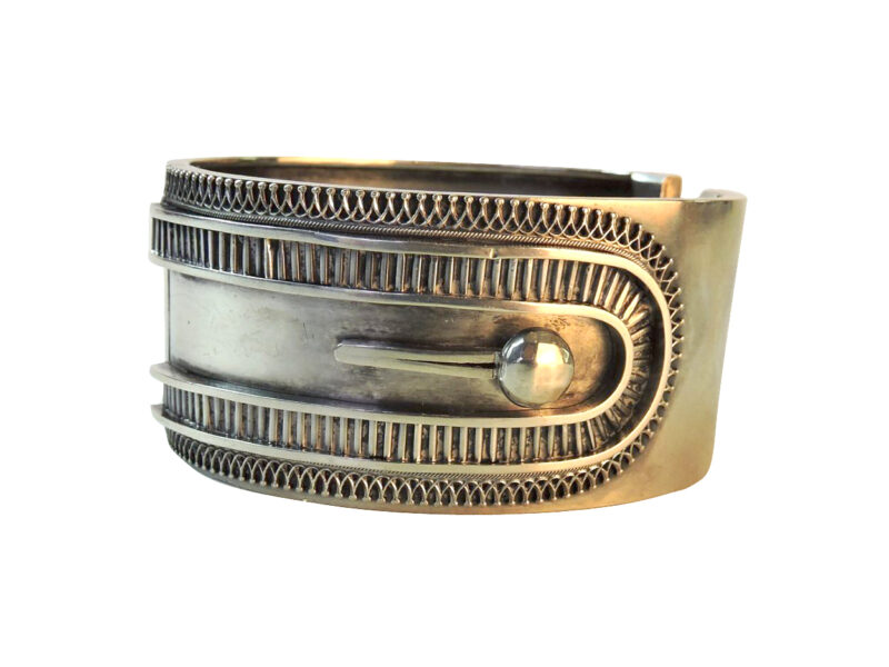 Stylized Art Deco Design Sterling Silver Cuff Bracelet