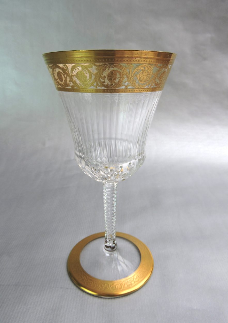 ST LOUIS CRYSTAL APOLLO GOLD 6 1/4" BURGUNDY WINE GLASSES 12 SOLD INDIVIDUALLY 
