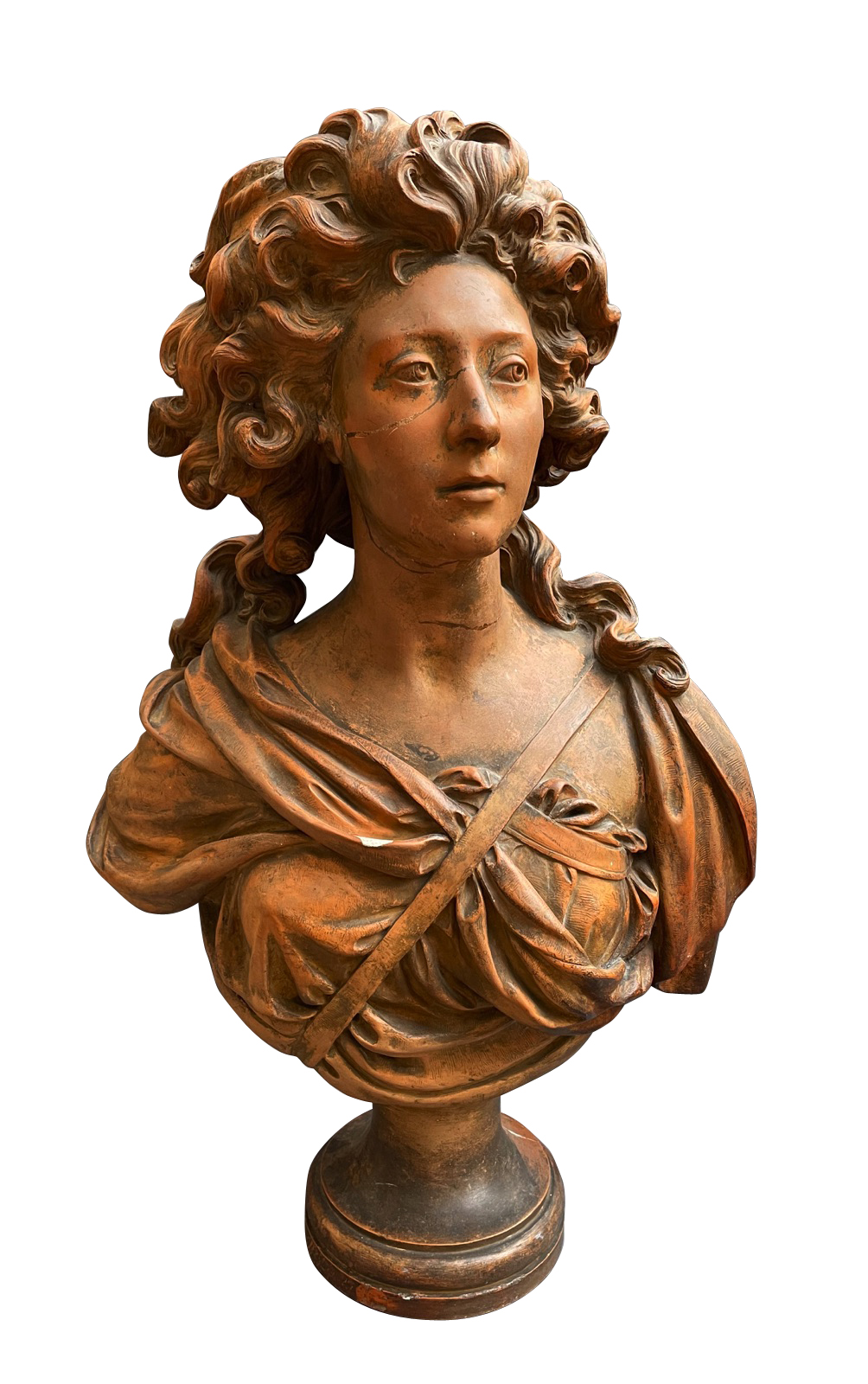 A Large 19th Century - 27 inch Terracotta Bust of a Woman 