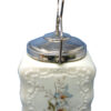 an American glass biscuit barrel with silver-plated top and handle by Wavecrest